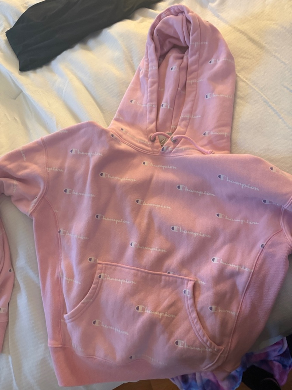 Champion Pink Logo-Print Pullover Hoodie